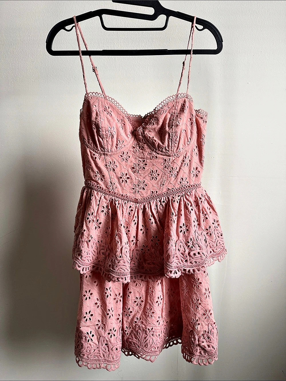 NBD Eyelet Lace Mini Dress in Pink Size Small Like New